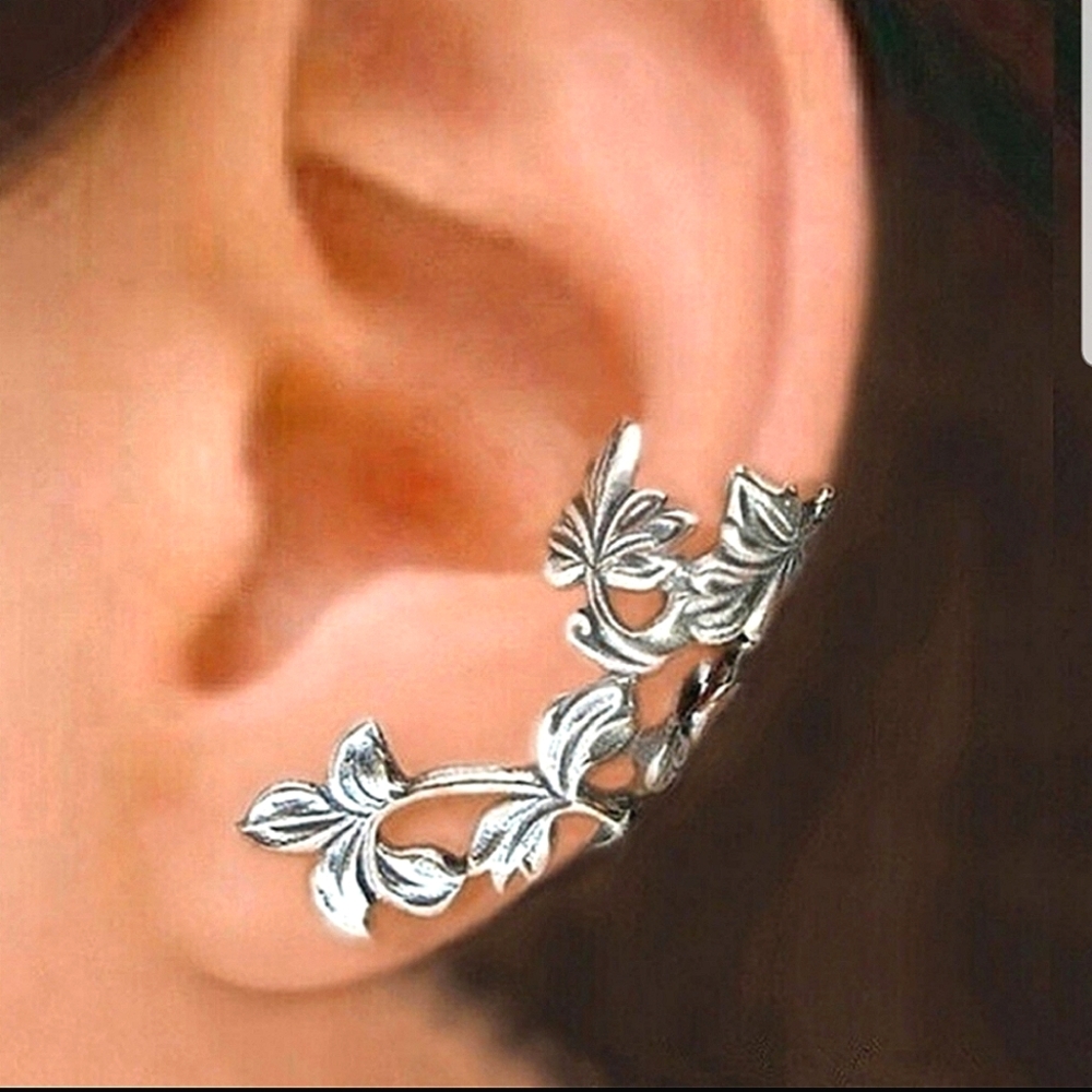 Beautiful Boho Sterling Silver Creeper Leaf Clip Earring
